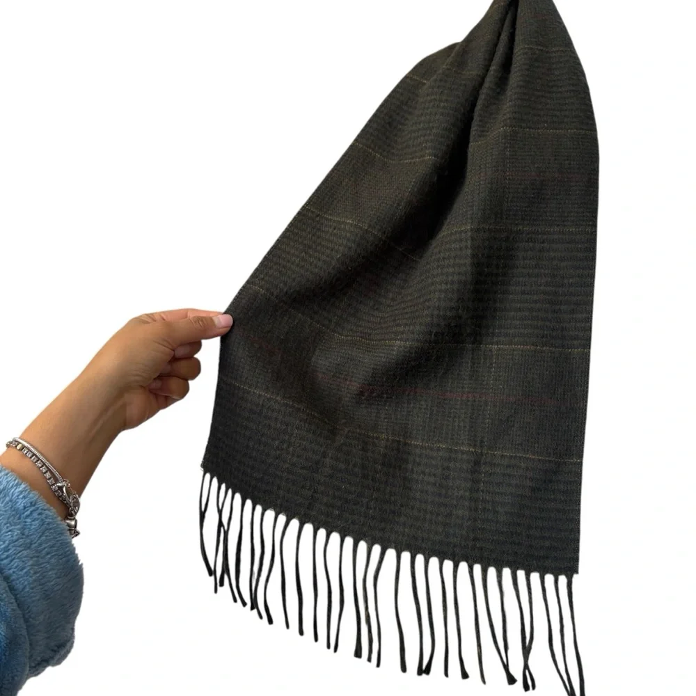Christian Dior Monsieur Brown Plaid checkered Cashmere Green Plaid Scarf